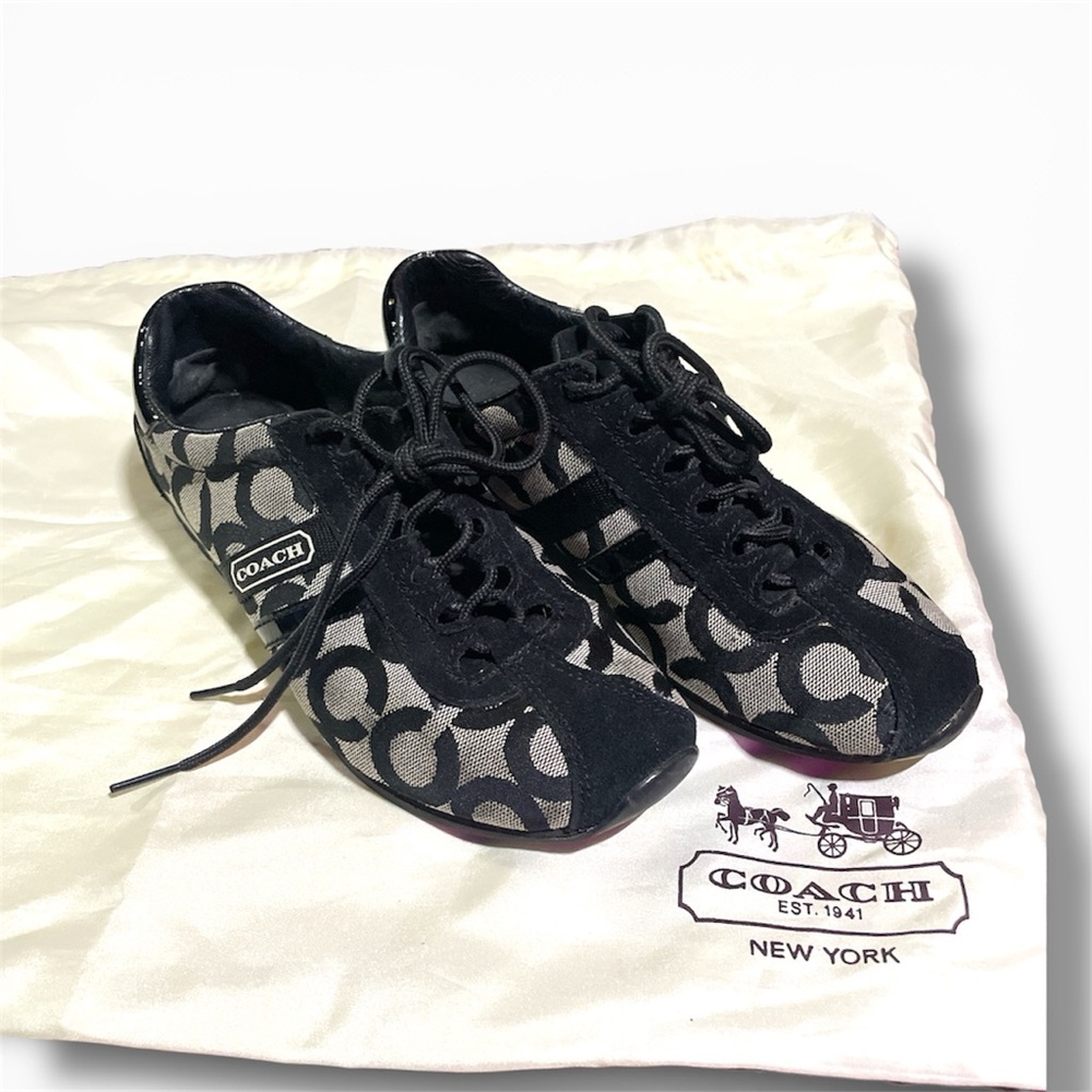Coach Women's Black and Cream Sneakers